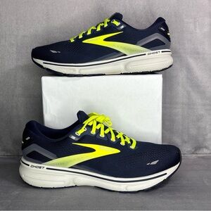 Brooks Ghost 15 Men’s Running Shoes Navy Neon Yellow Size 11